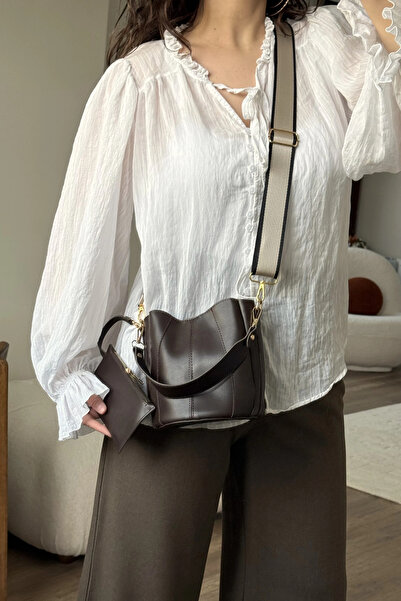 LEONAS Stitch Detailed Wallet Pouch Model Women's Hand and Shoulder Bag Didas St0045