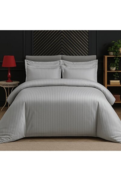 OEM Damask Bed Linen Set, 6 Pieces, Gray