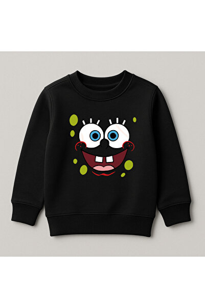 SVART WEAR سويت شيرت سبونج بوب مطبوع برقبة دائرية مصنوع من القطن بنسبة 100% ل...