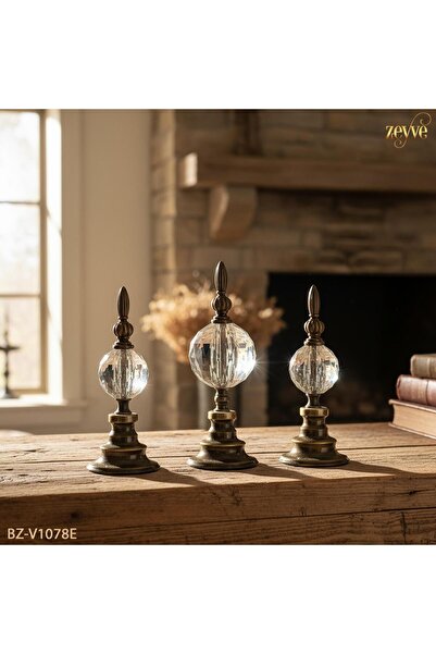 Hinora Home Kristal Taşlı 3Lü Dekoratif Obje Biblo 25-23-21cm