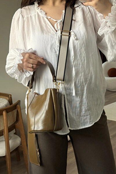 LEONAS Stitch Detailed Wallet Pouch Model Women's Hand and Shoulder Bag Didas St0045