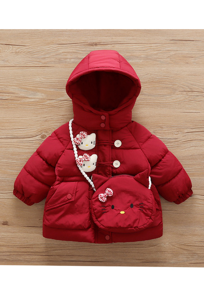 nannie Girls Red Jacket with Cats and Purse - 4-5 years
