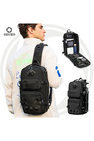 OZUKO 9585 Waterproof Tactical Crossbody Sling Bag for Men with Tripod Holder