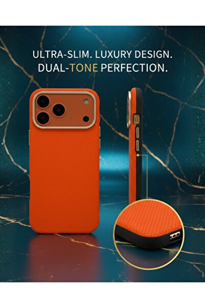 Cat - Cot Rugged Orange Case | Metal Camera Bumper | Shockproof Slim Luxury Cover For iPhone 17 Pro Max