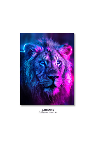 ARTHENTIC Tablou Aluminiu Premium – Neon Lion