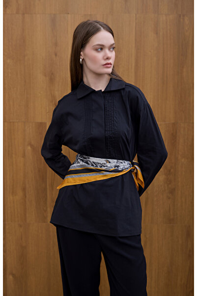 Birgül Bektaş Cămașă neagră cu nervuri