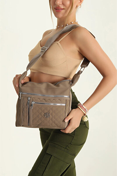 FHD BAGS Γυναικεία τσάντα ώμου με καπιτονέ πολλαπλών διαμερισμάτων καθημερινής χρήσης (σατέν αδιάβροχο ύφασμα)