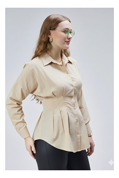 Blue Morpho Καλοκαιρινό πουκάμισο με πτυχωτό μανίκι με στενόμεσο κορδόνι