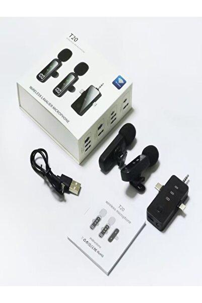 Generic Wireless Microphone-Two-In-One Clip-On Noise-Cancelling Microphone - One-Plus-Three Microphone - T20