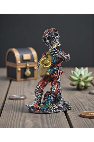 e-life shop Karayip Korsanları Saksafoncu Müzisyen Kurukafa Heykel Masaüstü B...