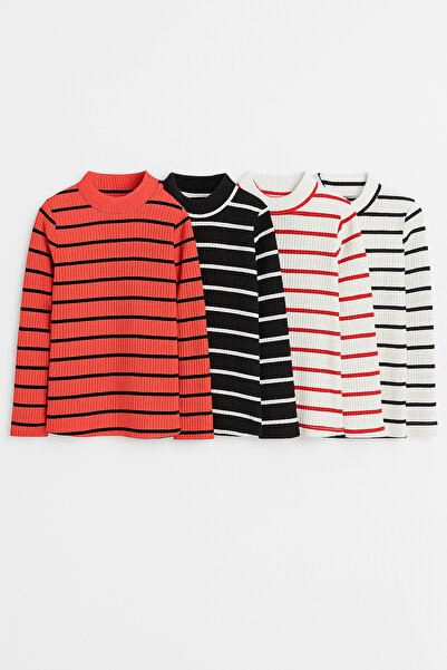 mini kanka 3 Pieces of Girls' Winter Clothing, Ages 4-12, Turtleneck Knit Sweater Set with Stripe Detail, 3-Piece Set.