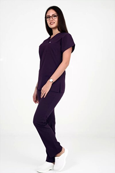 demirbaş بدلة تنظيف نسائية من Sea Business مصنوعة من الليكرا بلون البرقوق