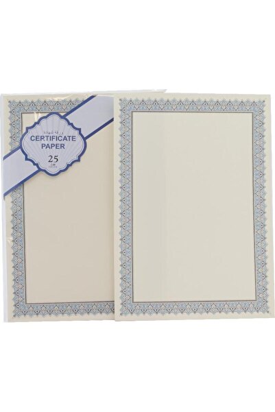 Roco Certificate Paper A4 Brief Card 180 gsm Platinum Silver/Blue Border