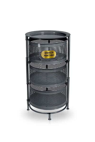 ALBAN EMAYE 3 KATLI Metal Sebzelik Meyvelik, Yuvarlak , Çok Amaçlı Patates So...