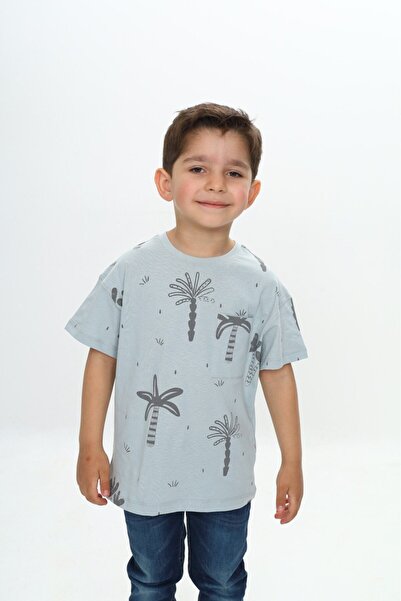 Toontoy Tricou cu mânecă scurtă pentru băieți, cu imprimeu și guler rotund - ...
