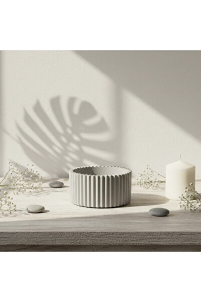 Fiyera Home Beton Gri Saksılık Mumluk