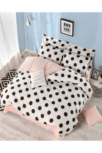 Comfort Craft Easy-Iron Duvet Cover Set Double Size White-Salmon Mixpuan