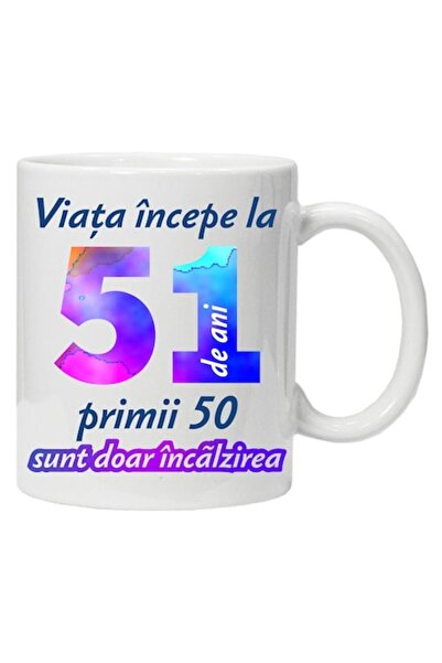 CRD PRINT Personalized mug "Life begins at", 51 years, CRD PRINT, 330ml, white