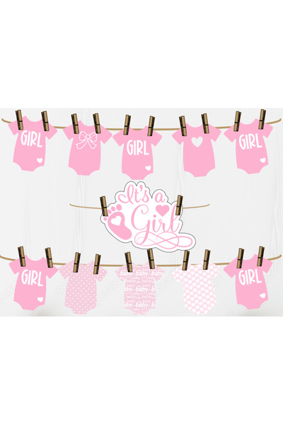 Hiras Dizayn 11 Pieces Baby Shower Party String Banner Boy or Girl Blue/Pink Baby Shower Decorations