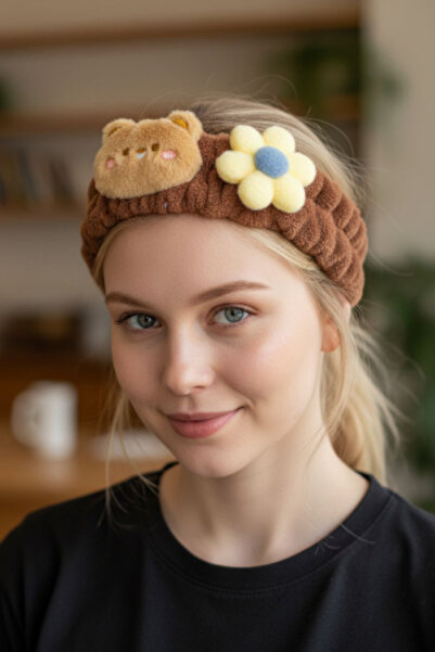 KANİNCHEN Banda de păr elastică pentru spălarea feței Super Soft Spa pentru f...