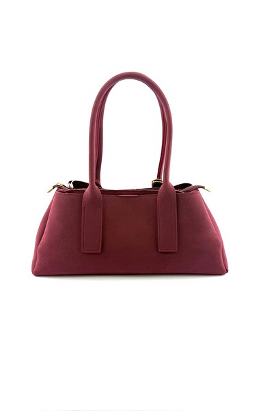 SİNİSA BAG Women's Cherry Charm Detailed Suede Hand and Shoulder Bag