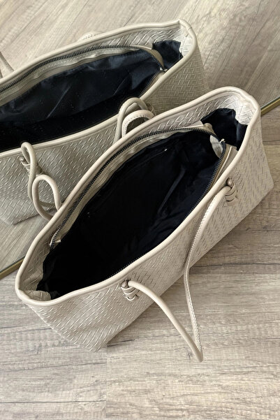 LEONAS Knitted Detailed Women's Tote Bag Larissa St0039 Mink