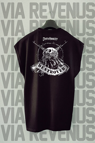 Vordevia Destroyer Spate cu imprimeu Mâneci Zero Tricou Sport 100% Bumbac