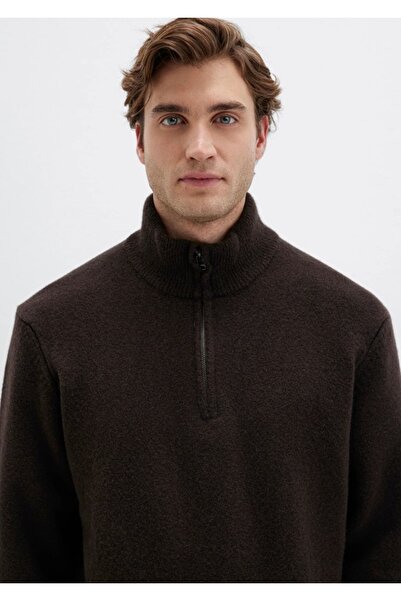 Mavi M0710380 Half Zip Pullover Half Zipper Men's Sweatshirt Brown