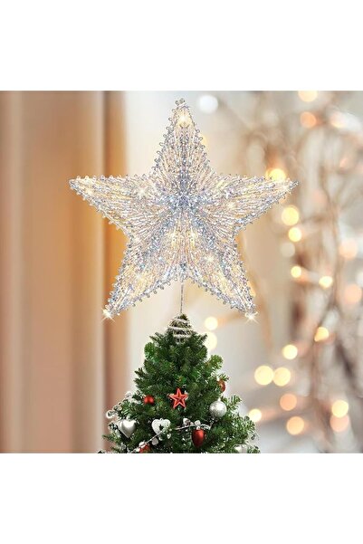 Generic إضاءة علوية لشجرة عيد الميلاد على شكل نجمة، 11.8 بوصة، نجمة ثلاثية الأبعاد مع أضواء LED لشجرة عيد الميلاد