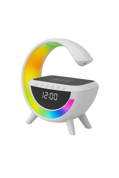 OEM BT-3401 LED speaker with wireless charging, digital clock and alarm, RGB 7 colors