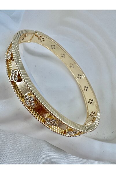 ZuTrenD KADIN ALTIN KAPLAMA YONCA 14K ZİRKON TAŞLI KARARMAZ TARZ TREND KELEPÇ...