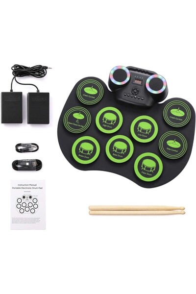 AyrStore 9 Pedli Dijital Davul - Bateri Seti - Elektronik Davul - Sese Kaydı Mikrofon ve Kulaklık