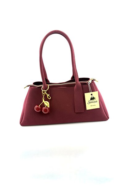 SİNİSA BAG Women's Cherry Charm Detailed Suede Hand and Shoulder Bag