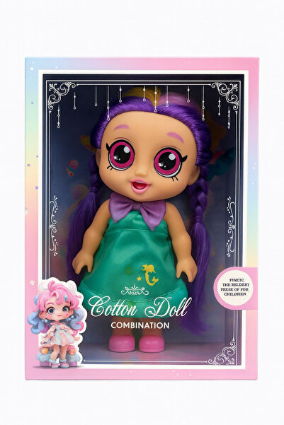 BaoBao Cotton Doll Musical Doll with Green Dress and Purple Hair – Toy for Gi...