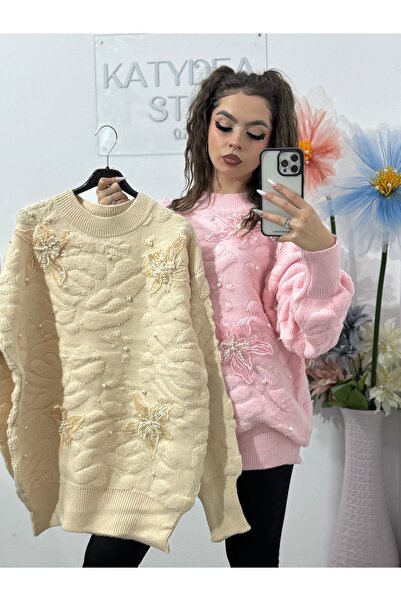KATYDEA STORE Sweater with pearls and 3D flowers ELLA