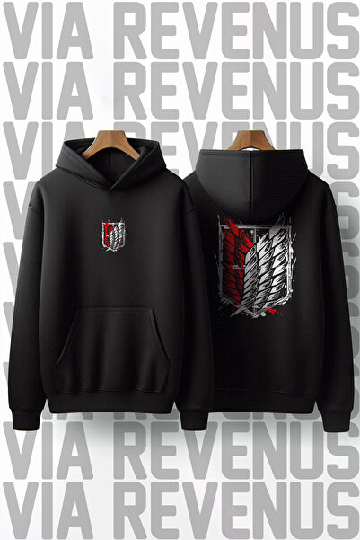 Vordevia Atacul pe Titan cu imprimeu bumbac 100% Calitate Premium cu glugă Sw...