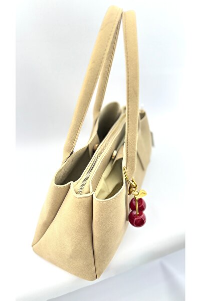 SİNİSA BAG Women's Cherry Charm Detailed Suede Hand and Shoulder Bag