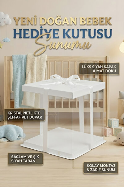 Alvenya Beyaz Yeni Doğan Bebek İçin Şeffaf Hediye Kutusu – Lüks Sunum Kutusu ...