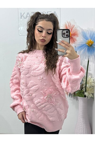 KATYDEA STORE Sweater with pearls and 3D flowers ELLA