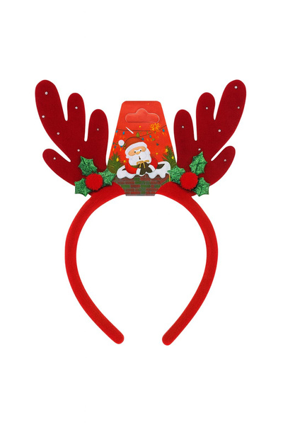 OEM Bentiță de Crăciun cu coarne decorate și pompoane