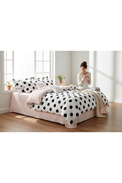 Comfort Craft Easy-Iron Duvet Cover Set Double Size White-Salmon Mixpuan