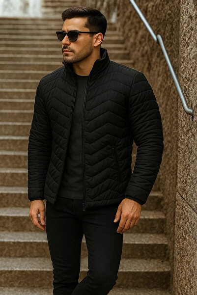comstar Men's Winter Trend Black Quilted Puffer Jacket