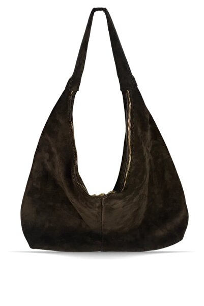 MERVEOZGULCANTA vizon süet torba kadın çanta