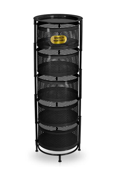 ALBAN EMAYE 5 Katlı Patates Soğan - Sebzelik - Patates Soğanlık Sepeti Siyah
