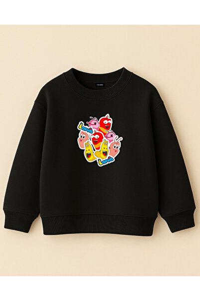 fasardi Larva Printed Oversized Unlined 3 Thread Long Sleeve Unisex Children'...