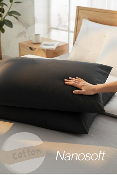 NANOSOFT Преміум бавовняна наволочка, 2 шт., 50x70 см, чорна