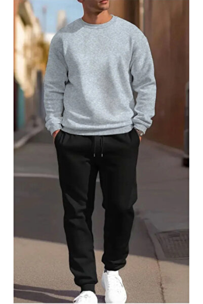 ALCİNOUS Unprinted Circular Neck Sweatshirt & Trackpants Set