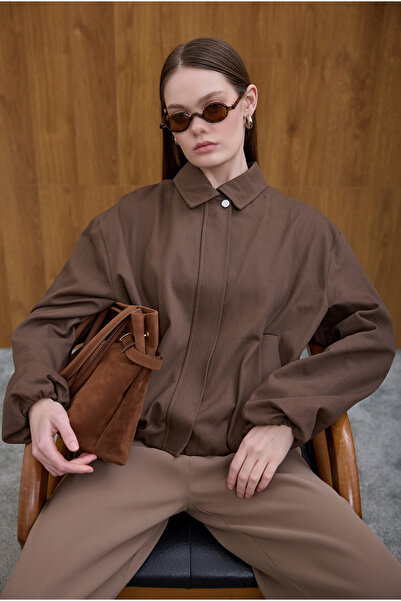 Birgül Bektaş Μπουφάν από γκαμπαρντίνα με κορδόνι χακί