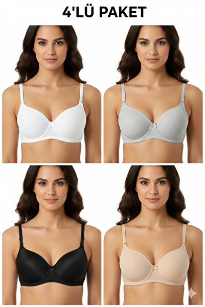 EBRULİ LİNGERİE حمالة صدر سيليكونية مسطحة (عبوة مميزة من 4 قطع)