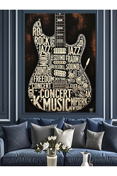 KanvasSepeti Σε σχήμα κιθάρας Υψηλής ποιότητας ελαιογραφία Με υφή Καμβάς ζωγρ...